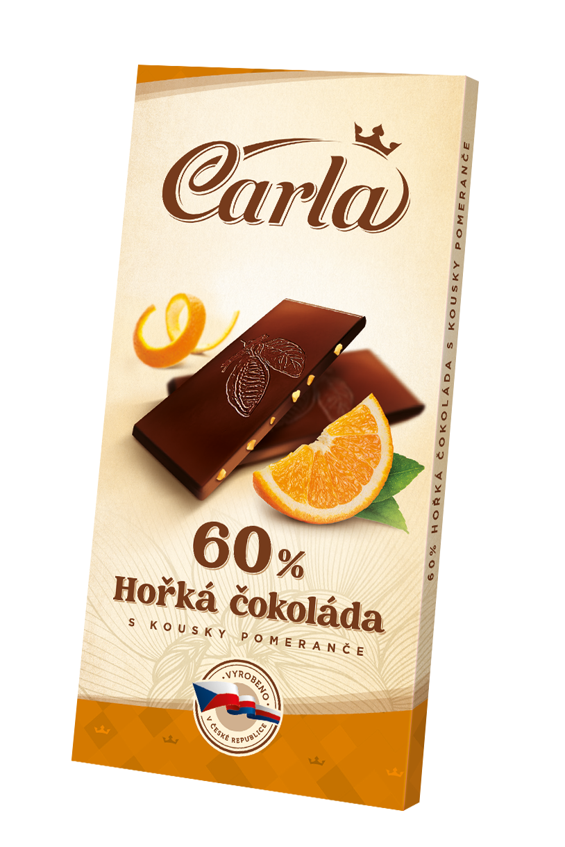 Hořká čokoláda 60% s pomerančem - Carla